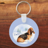 Weihnachten Basset Hound Schlüsselanhänger (Vorderseite)