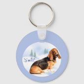 Weihnachten Basset Hound Schlüsselanhänger (Rückseite)