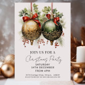 Weihnachten Baubles Red Green Gold Urlaub Einladung