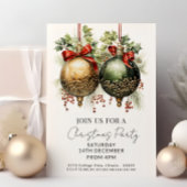 Weihnachten Baubles Red Green Gold Urlaub Einladung