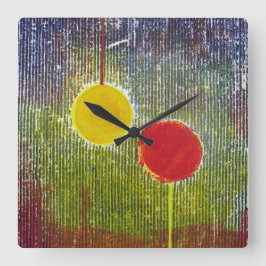 Weihnachten Baubles rot-gelb festliche Dekoration Quadratische Wanduhr