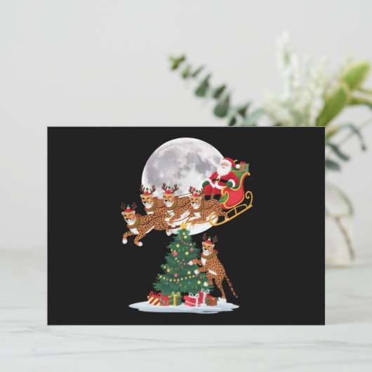 Weihnachten Baum Lights Funny Santa Riding Cheetah (Stehend Vorderseite)
