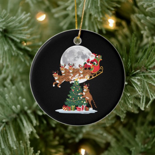 Weihnachten Baum Lights Funny Santa Riding Cheetah Keramik Ornament (Baum)