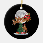 Weihnachten Baum Lights Funny Santa Riding Cheetah Keramik Ornament (Vorne)