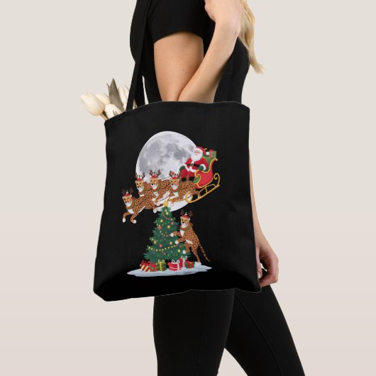 Weihnachten Baum Lights Funny Santa Riding Cheetah Tasche (Von Nahem)