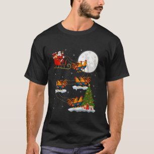 Weihnachten Baum Lights Funny Santa Riding Rooster T-Shirt