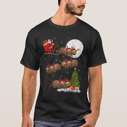 Weihnachten Baum Lights Funny Santa Riding Wombat T-Shirt (Vorderseite)