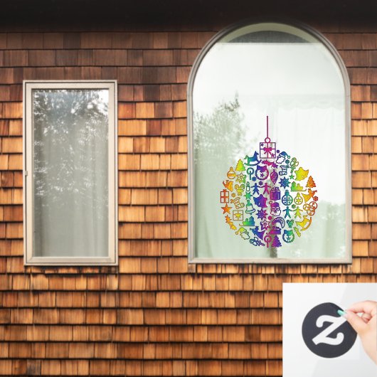Weihnachten - Bäume - Ball mit Weihnachtsbildern 1 Fensteraufkleber (Fenster Zuhause)