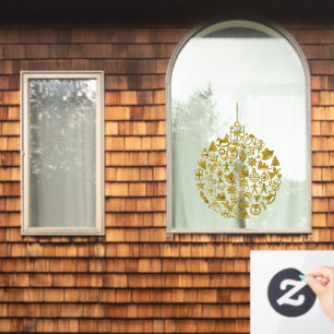 Weihnachten - Bäume - Ball mit Weihnachtsbildern 2 Fensteraufkleber