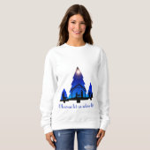 Weihnachten-Bäume-Krippe: Komm, lass uns an Ihn he Sweatshirt (Vorne ganz)