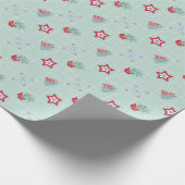 Weihnachten, Bäume, Schneeflocken, Sterne, bunt Geschenkpapier (Ecke)