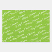 Weihnachten, Bäume, Schneeflocken Urlaub Grün Geschenkpapier Set (Vorderseite 2)
