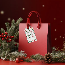 Weihnachten Baummuster rot, grün & Gold Geschenkanhänger