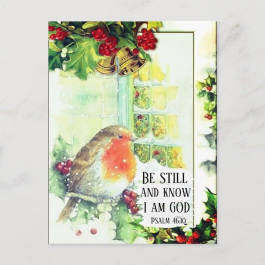 Weihnachten "Be Still and Know" Bibel Verse Postkarte (Vorderseite)