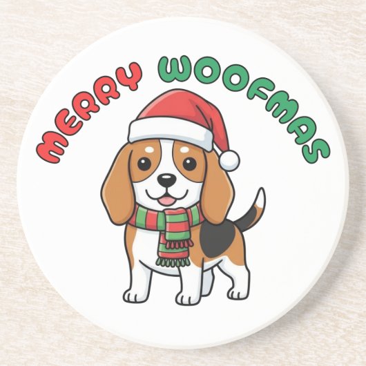 Weihnachten Beagle Untersetzer: Frohe Weihnachten Getränkeuntersetzer (Vorne)