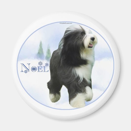 Weihnachten Bearded Collie Magnet (Vorne)