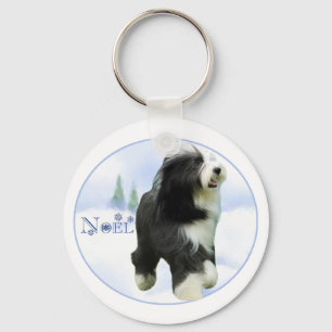 Weihnachten Bearded Collie Schlüsselanhänger