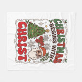 Weihnachten Beginnt Christus Weihnachtsmann Baum S Fleecedecke (Vorderseite (Horizontal))