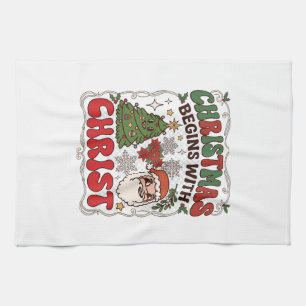 Weihnachten Beginnt Christus Weihnachtsmann Baum S Geschirrtuch