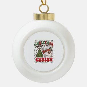 Weihnachten Beginnt Christus Weihnachtsmann Baum S Keramik Kugel-Ornament