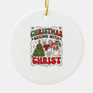 Weihnachten Beginnt Christus Weihnachtsmann Baum S Keramik Ornament