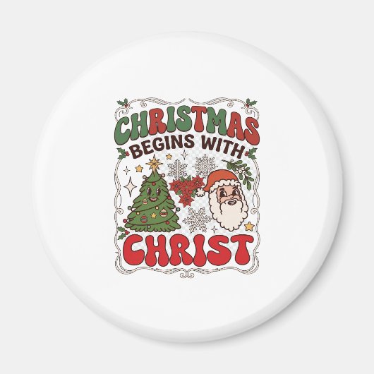 Weihnachten Beginnt Christus Weihnachtsmann Baum S Magnet (Vorne)