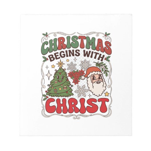 Weihnachten Beginnt Christus Weihnachtsmann Baum S Notizblock (Vorderseite)