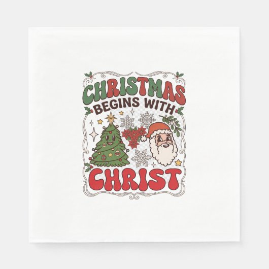 Weihnachten Beginnt Christus Weihnachtsmann Baum S Serviette (Vorderseite)