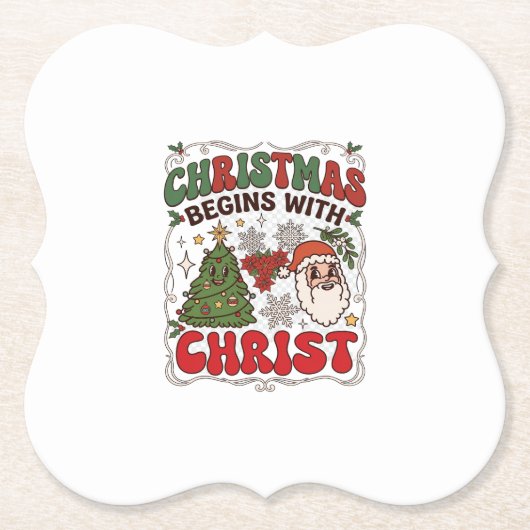 Weihnachten Beginnt Christus Weihnachtsmann Baum S Untersetzer (Vorderseite)