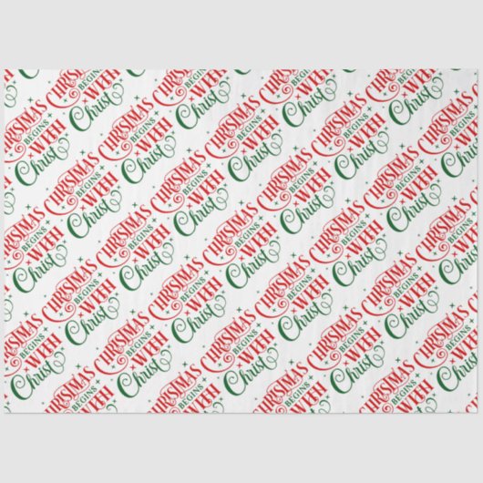 Weihnachten beginnt mit Christi Typografie Seidenpapier (Vorderseite)