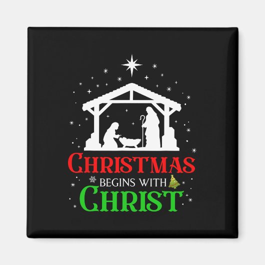 Weihnachten beginnt mit Christus Christlichen Reli Magnet (Vorne)
