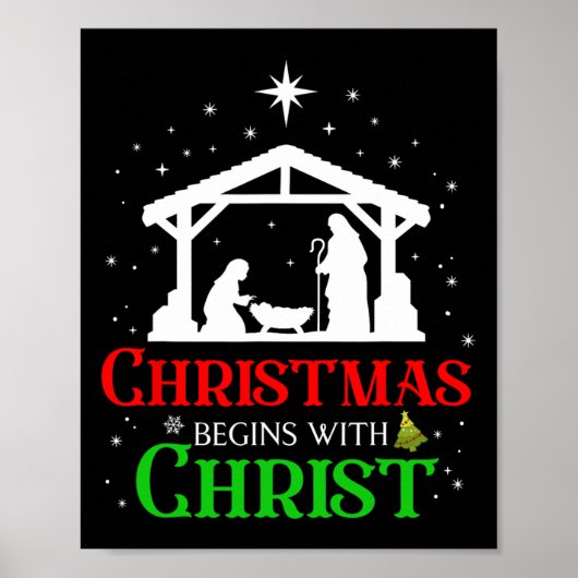Weihnachten beginnt mit Christus Christlichen Reli Poster (Vorne)