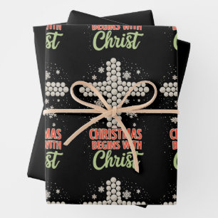 Weihnachten beginnt mit Christus Christlicher Schn Geschenkpapier Set