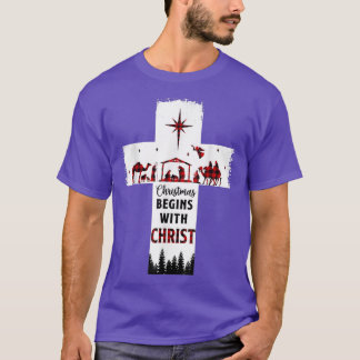 Weihnachten beginnt mit Christus Christliches Glüc T-Shirt