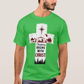 Weihnachten beginnt mit Christus Christliches Glüc T-Shirt