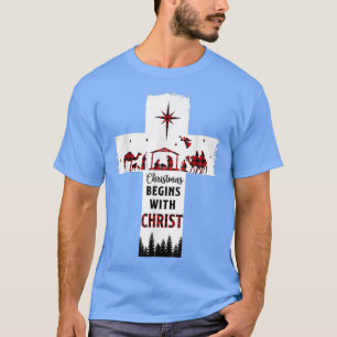 Weihnachten beginnt mit Christus Christliches Glüc T-Shirt