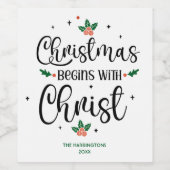 Weihnachten beginnt mit Christus gewohnt Religiös Weinetikett (Einzelnes Label)