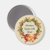 Weihnachten beginnt mit Christus inspirierendem Zi Magnet (Vorderseite/Rückseite)