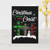 Weihnachten beginnt mit Christus Jesus Schneemann Karte (Gelbe Blume)