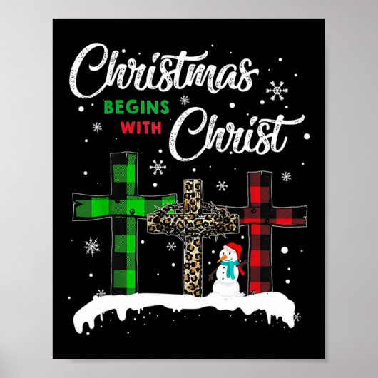 Weihnachten beginnt mit Christus Jesus Schneemann Poster (Vorne)