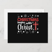 Weihnachten beginnt mit Christus Jesus Xmas Pyjama Postkarte (Vorne/Hinten)