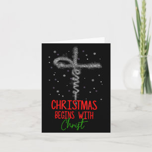 Weihnachten beginnt mit Christus Kreuz Christlich  Karte