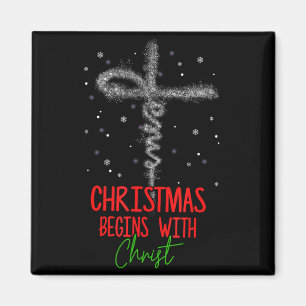 Weihnachten beginnt mit Christus Kreuz Christlich Magnet