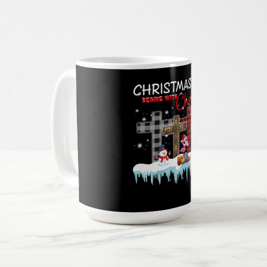 Weihnachten beginnt mit Christus Liebe Flamingo Kaffeetasse (Vorderseite Links)