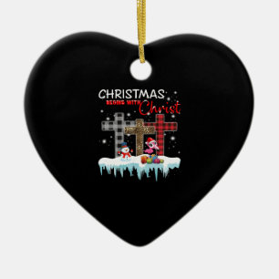 Weihnachten beginnt mit Christus Liebe Flamingo Keramik Ornament