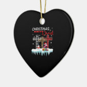 Weihnachten beginnt mit Christus Liebe Flamingo Keramik Ornament (Links)