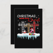 Weihnachten beginnt mit Christus Liebe Flamingo RSVP Karte (Vorne/Hinten)