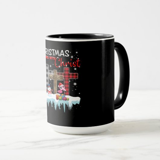 Weihnachten beginnt mit Christus Liebe Flamingo Tasse (VorderseiteRechts)