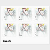 Weihnachten beginnt mit Christus Praegel Angel Quadratischer Aufkleber (Blatt)