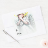 Weihnachten beginnt mit Christus Praegel Angel Quadratischer Aufkleber (Umschlag)